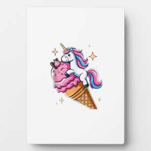 Unicorn Riding Ice Cream Men Women Kids Boys Girls Plaque