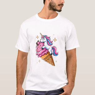 Unicorn Riding Ice Cream Men Women Kids Boys Girls T-Shirt