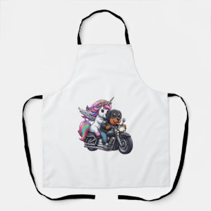 Unicorn Riding Motorcycle Girls Women Kids Yorkshi Apron