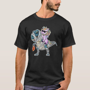 Unicorn Riding Mummy T-Rex Dinosaur Cool Kids Hall T-Shirt