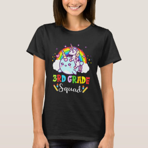 Unicorn Riding Narwhal 3rd Grade Squad Kids Back t T-Shirt