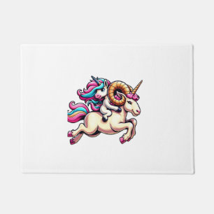 Unicorn Riding Ram Boys Girls Men Women Kids Rainb Doormat