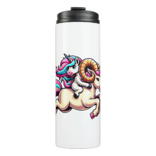 Unicorn Riding Ram Boys Girls Men Women Kids Rainb Thermal Tumbler