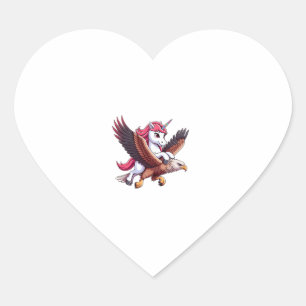 Unicorn Riding Red-tailed Hawk Boys Girls Men Wome Heart Sticker