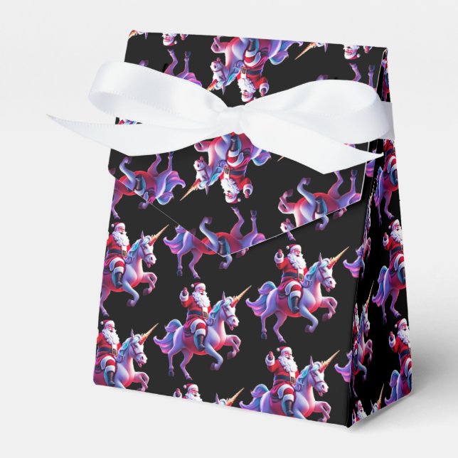Unicorn Riding Santa Favor Box (Front Side)