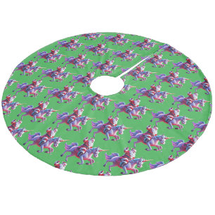 Unicorn Riding Santa Fleece Tree Skirt