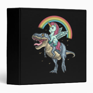 Unicorn Riding T rex Dinosaur Binder