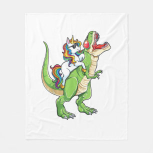 Unicorn Riding T rex Dinosaur Boys Girls Men Women Fleece Blanket