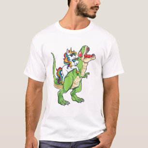 Unicorn Riding T rex Dinosaur Boys Girls Men Women T-Shirt