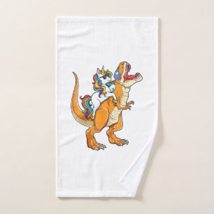 Unicorn Riding T rex Men Women Dinosaur Funny Boys Hand Towel