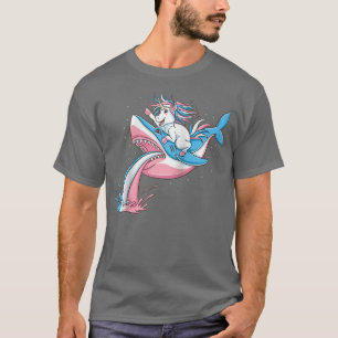 Unicorn Riding Trans Pride Shark Transgender Ragla T-Shirt