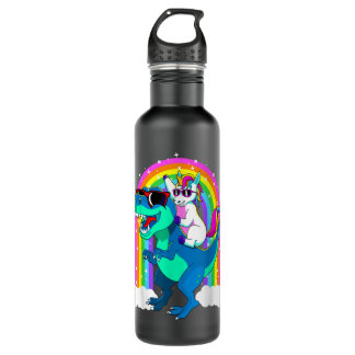Unicorn Riding Trex Dinosaur Girls Boys Kids Men 1 710 Ml Water Bottle