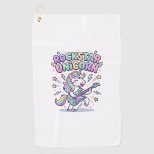 Unicorn Rockstar Unicorn Charming Apparel Graphic_ Golf Towel