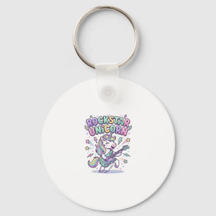 Unicorn Rockstar Unicorn Charming Apparel Graphic_ Keychain