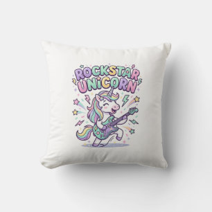 Unicorn Rockstar Unicorn Charming Apparel Graphic_ Throw Pillow