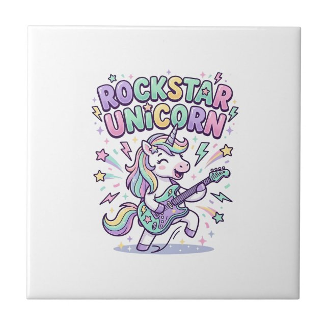 Unicorn Rockstar Unicorn Charming Apparel Graphic_ Tile (Front)