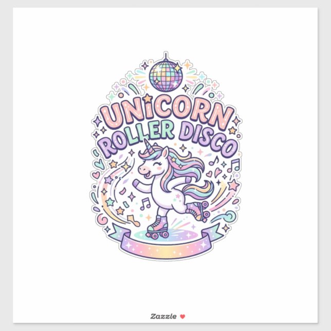 Unicorn Roller Disco Graphic Design T-Shirt Design (Sheet)