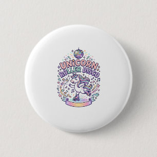 Unicorn Roller Disco Graphic Design T-Shirt Design 2 Inch Round Button