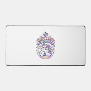 Unicorn Roller Disco Graphic Design T-Shirt Design Desk Mat