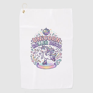 Unicorn Roller Disco Graphic Design T-Shirt Design Golf Towel