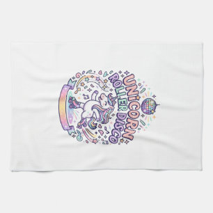Unicorn Roller Disco Graphic Design T-Shirt Design Kitchen Towel