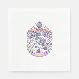 Unicorn Roller Disco Graphic Design T-Shirt Design Napkin