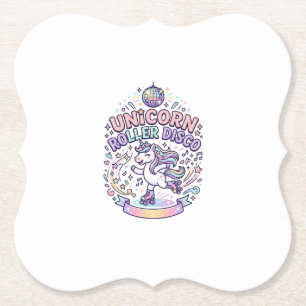 Unicorn Roller Disco Graphic Design T-Shirt Design Paper Coaster