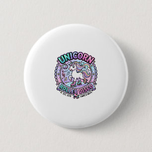 Unicorn Roller Disco POD Ready Marketplace Artwork 2 Inch Round Button