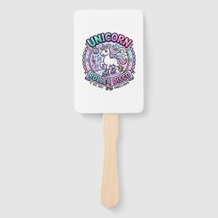Unicorn Roller Disco POD Ready Marketplace Artwork Hand Fan
