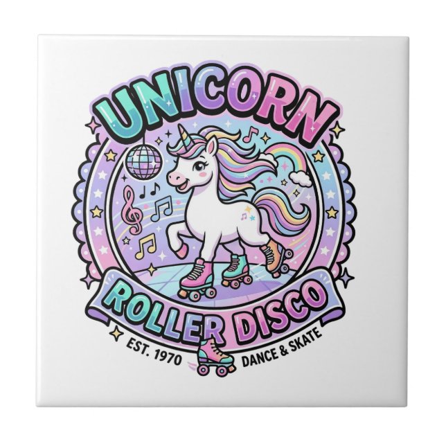 Unicorn Roller Disco POD Ready Marketplace Artwork Tile (Front)