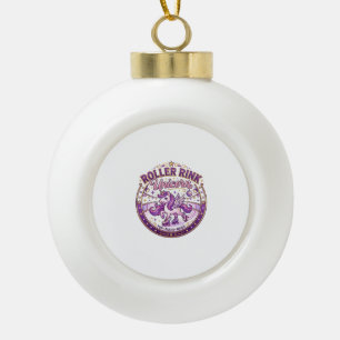 Unicorn Roller Rink Unicorn POD Ready Merch Design Ceramic Ball Christmas Ornament