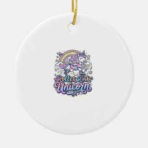 Unicorn Roller Rink Unicorn Premium Vector Sticker Ceramic Ornament