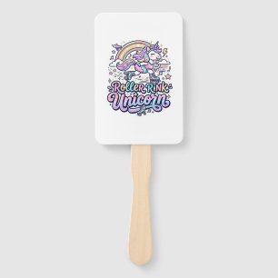 Unicorn Roller Rink Unicorn Premium Vector Sticker Hand Fan