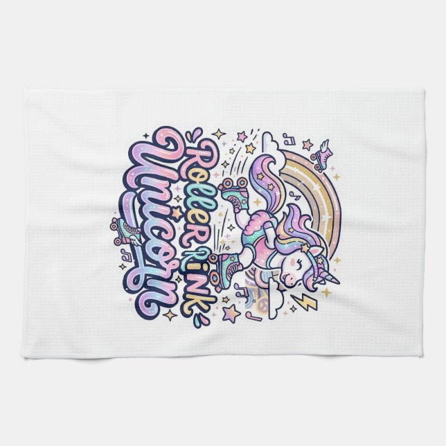 Unicorn Roller Rink Unicorn Premium Vector Sticker Kitchen Towel (Horizontal)