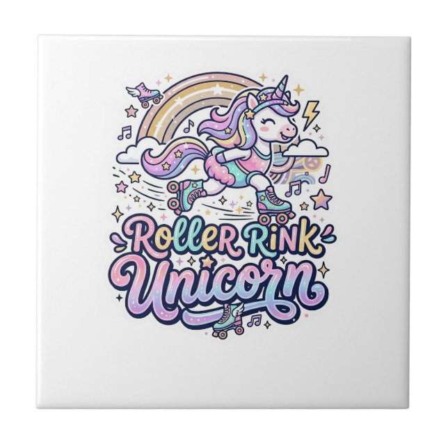 Unicorn Roller Rink Unicorn Premium Vector Sticker Tile (Front)