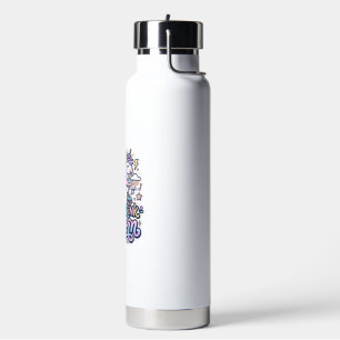Unicorn Roller Rink Unicorn Premium Vector Sticker Water Bottle