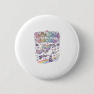 Unicorn Roller Skates Unicorn Playful Sticker and 2 Inch Round Button