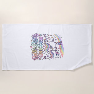 Unicorn Roller Skates Unicorn Playful Sticker and  Beach Towel
