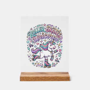 Unicorn Roller Skates Unicorn Retro Style Graphic Acrylic Sign