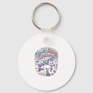 Unicorn Roller Skates Unicorn Retro Style Graphic Keychain