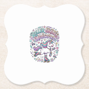 Unicorn Roller Skates Unicorn Retro Style Graphic  Paper Coaster