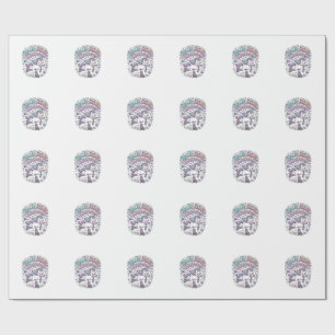Unicorn Roller Skates Unicorn Retro Style Graphic Wrapping Paper