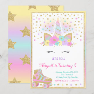 Unicorn Roller Skating Invitation, Unicorn Invitation