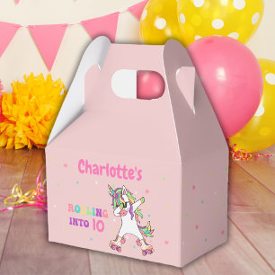 Unicorn Roller Skating Rolling into Birthday Favor Box