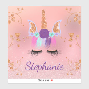 Unicorn Rose Gold Glitter Personalized Name