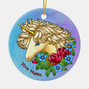 Unicorn Roses Ceramic Ornament