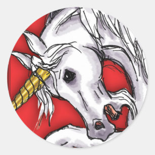 Unicorn Rouge autocollant