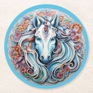 Unicorn Round Paper Coaster