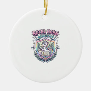 Unicorn Royal Horn Academy Bold Typography Print o Ceramic Ornament