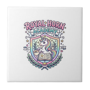 Unicorn Royal Horn Academy Bold Typography Print o Tile
